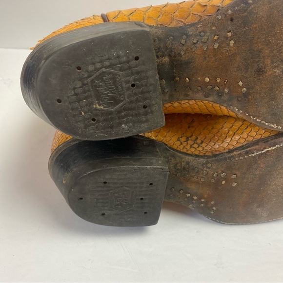 Vintage Tony Lama Brown Tan Snakeskin Python Cowboy Western Boots 0410 8.5B - Picture 6 of 16